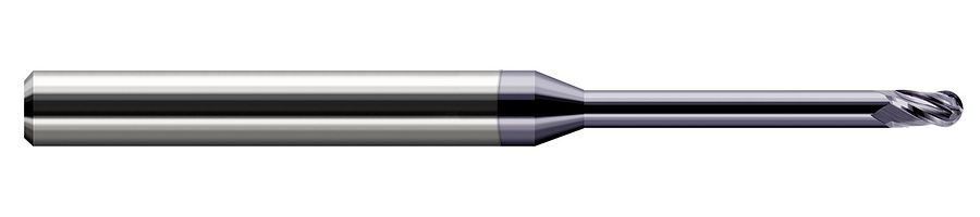 Picture of Harvey Tool 966015-C3 .015 Ball Carbide Stb FL 10x RCH EM AlTiN End Mill Standard Flute Standard Helix Carbide AlTiN Single End Ball NoseBall